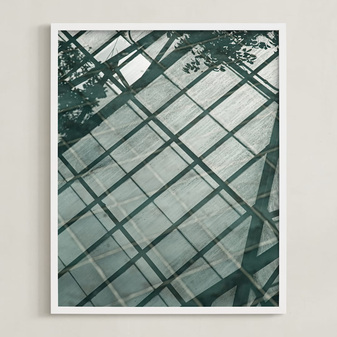 "Weaves of shadows I" - Art Print in Teal Green by Van Tsao - Framed