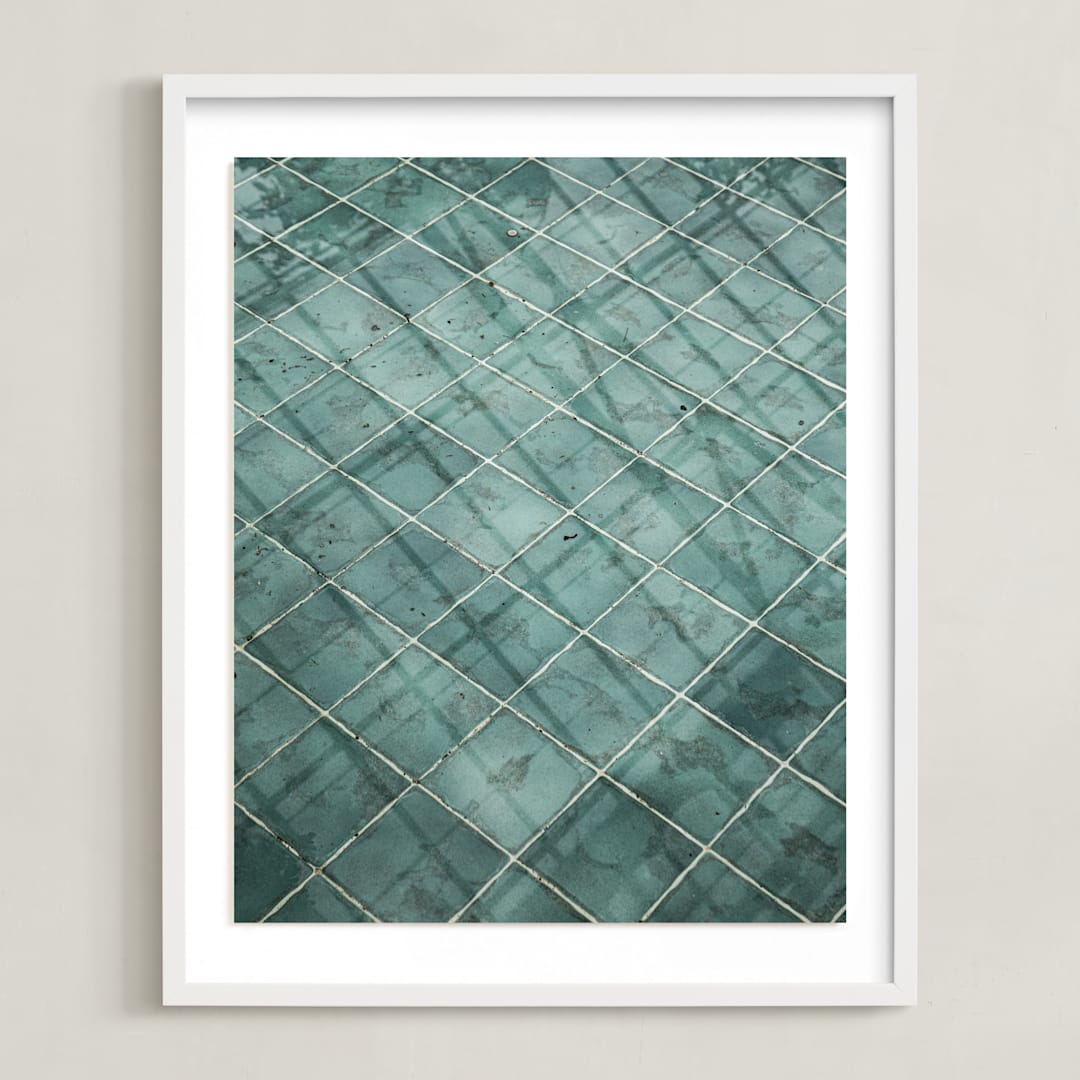 "Weaves of shadows II" - Art Print in Teal Green by Van Tsao - Framed
