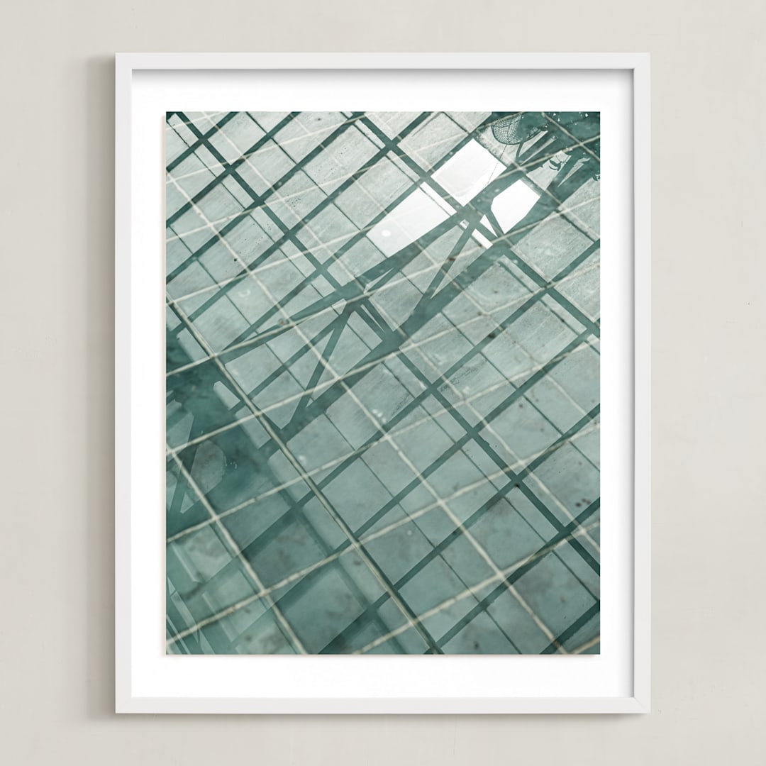 "Weaves of shadows III" - Art Print in Teal Green by Van Tsao - Framed