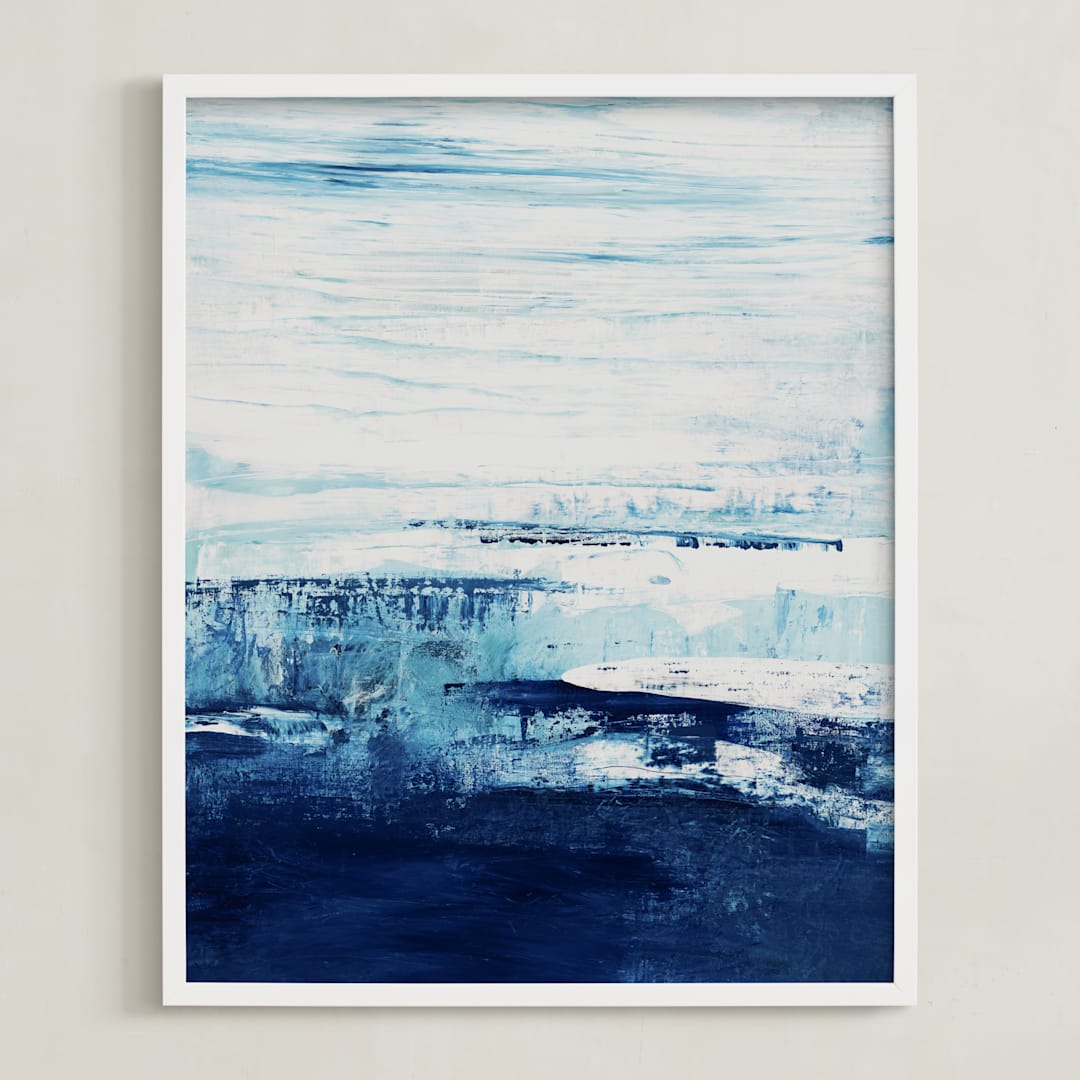"Ice Out" - Art Print in Ice Blue by Karen Kaul - Framed