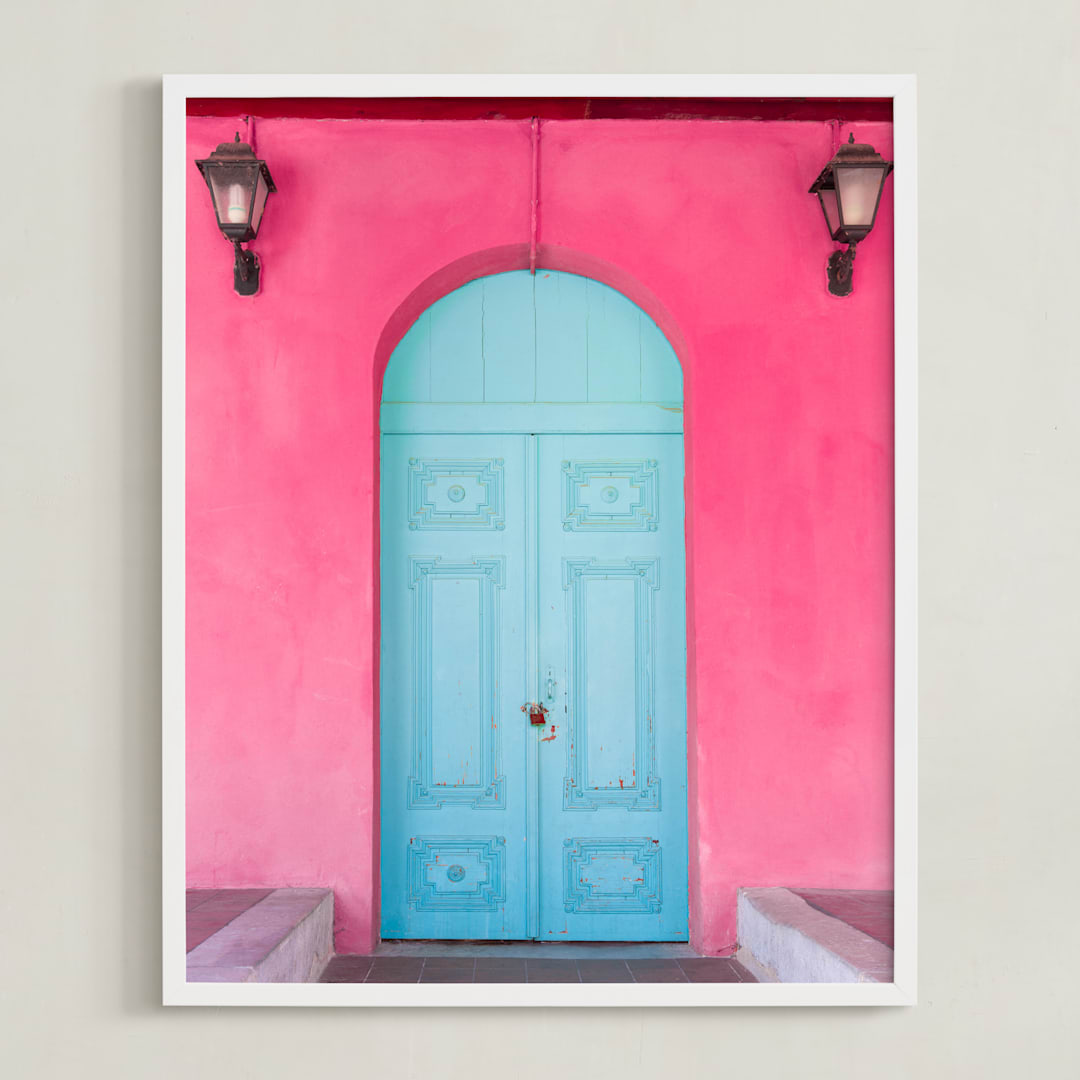 "Pandora's Door" - Art Print in Pink by Anna Argiropoulos - Framed
