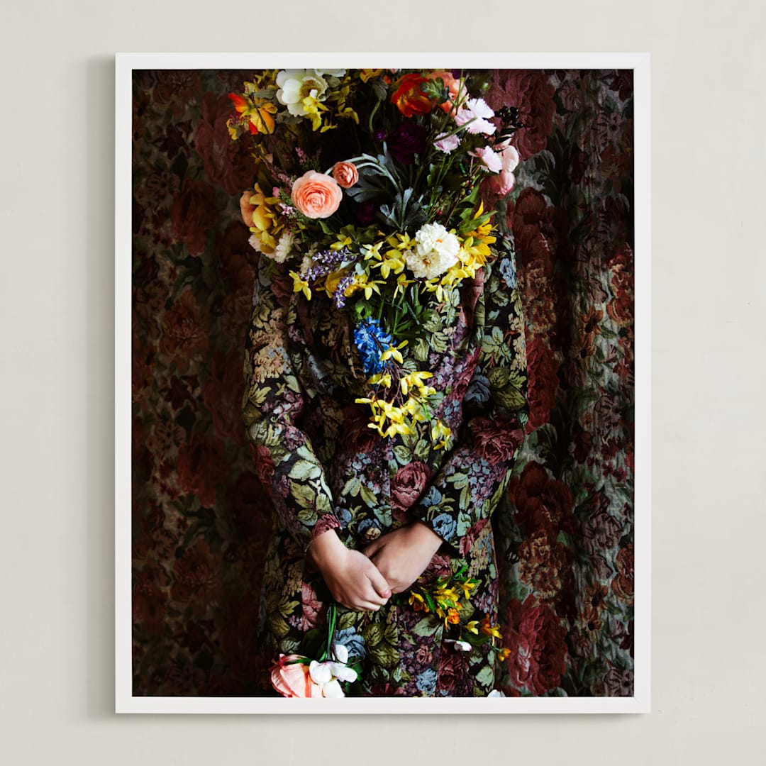 "Shes Blooming" - Art Print in Magical Rose by Theresa Bear - Framed