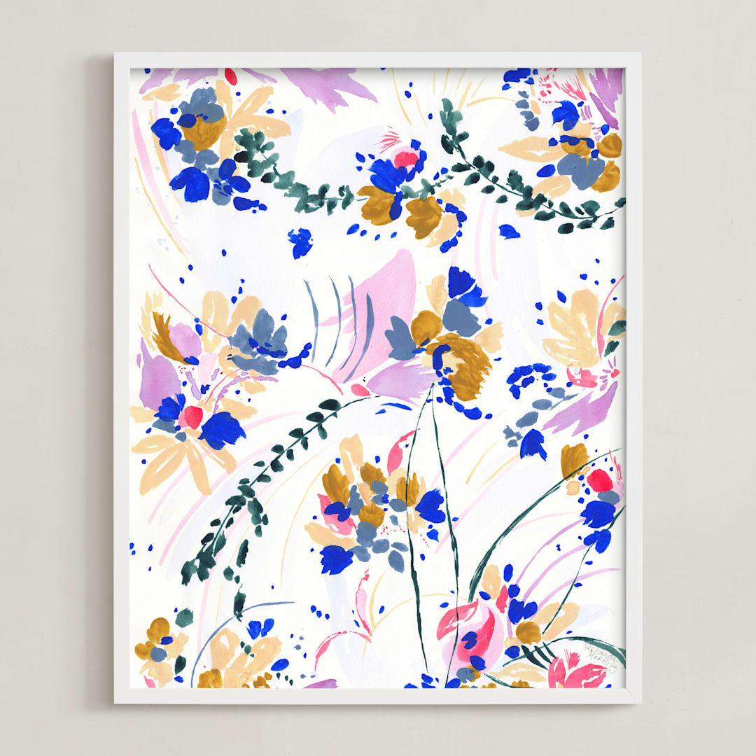 "Travel tale" - Art Print in Bright pink by FERNANDA MARTINEZ - Framed