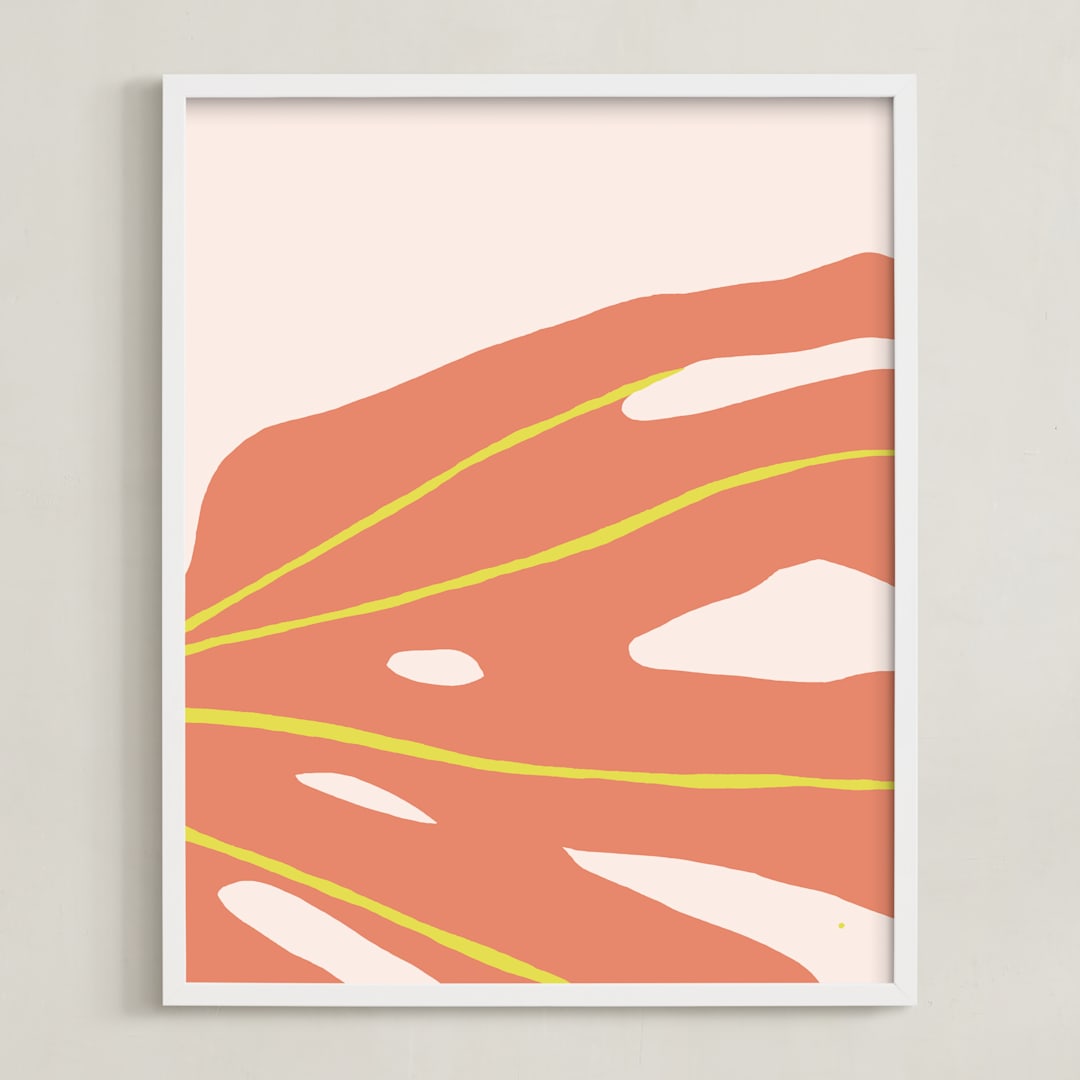 "Monstera Abstract" - Art Print in Coral by Alicia Schultz - Framed