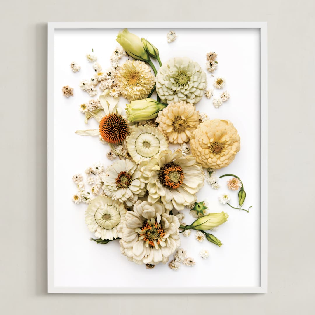 "Peaceful Heart" - Art Print in Garden Cream by Theresa Bear - Framed