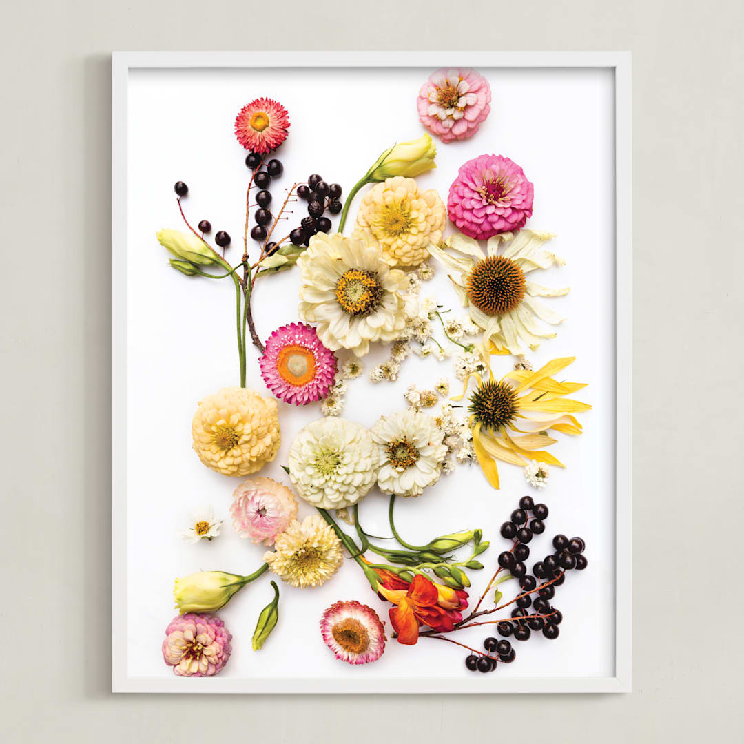 "Bloom Baby Bloom" - Art Print in Classic Rose by Theresa Bear - Framed
