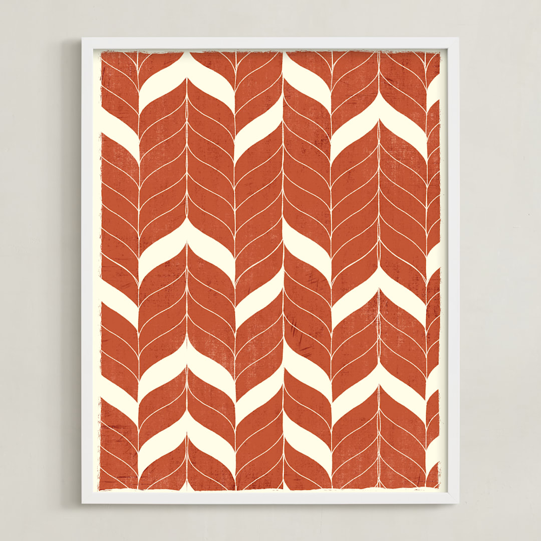 "Chevron Flow" - Art Print in Rust by Angel Walker - Framed