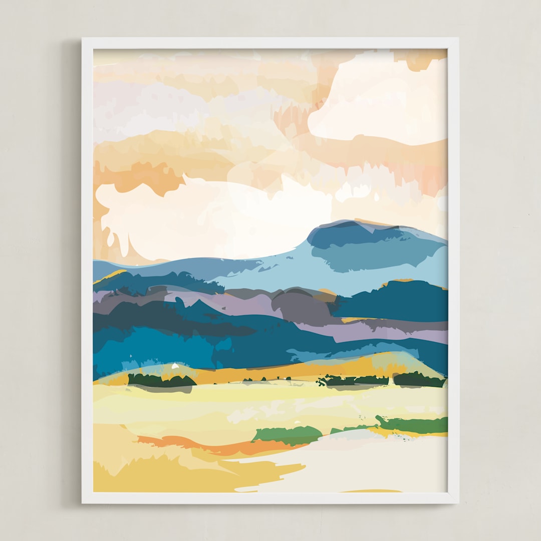 "Sunset Escape" - Art Print in Golden Yellow by Sara Shashani - Framed