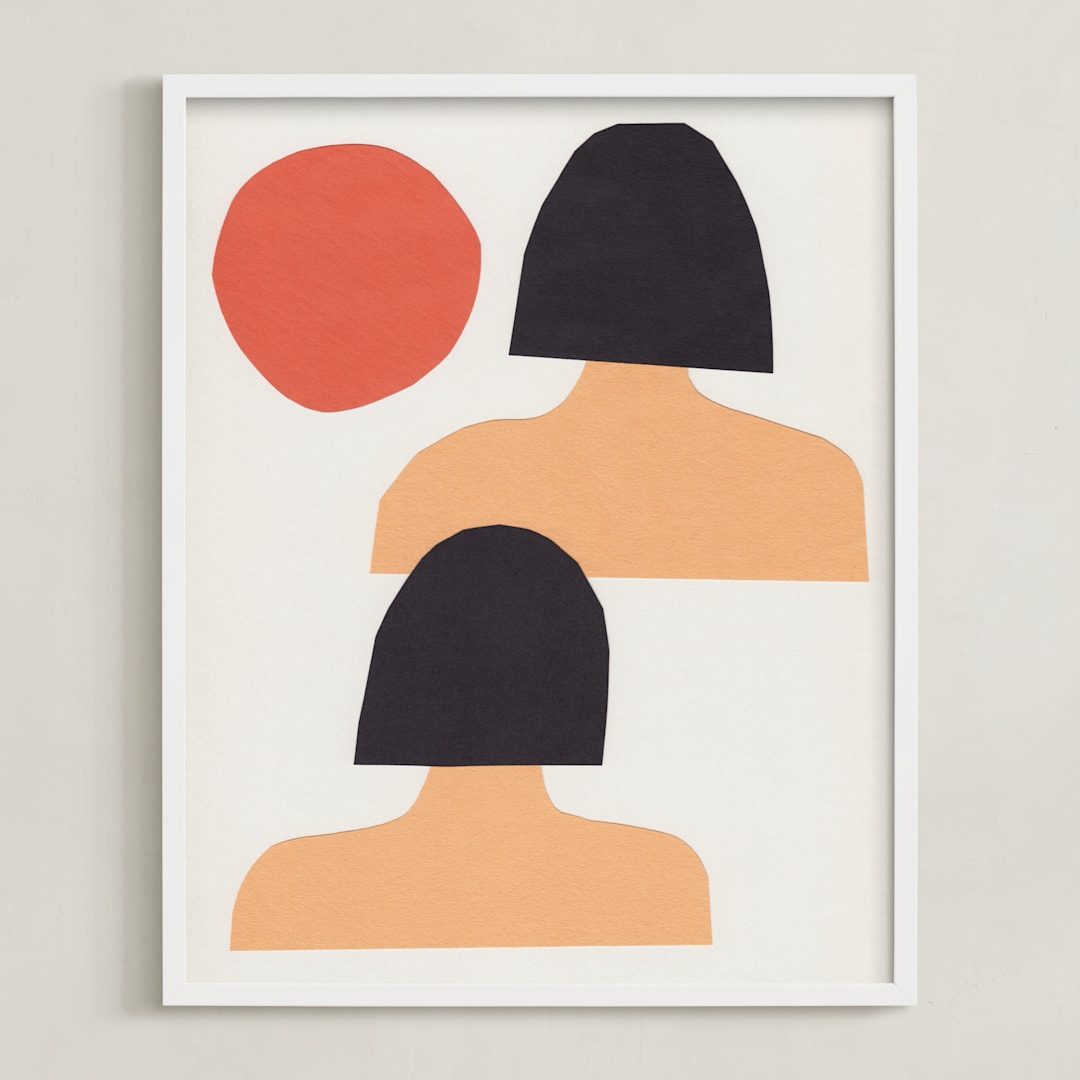 "Two Sisters" - Art Print in Summer sun orange by Elliot Stokes - Framed