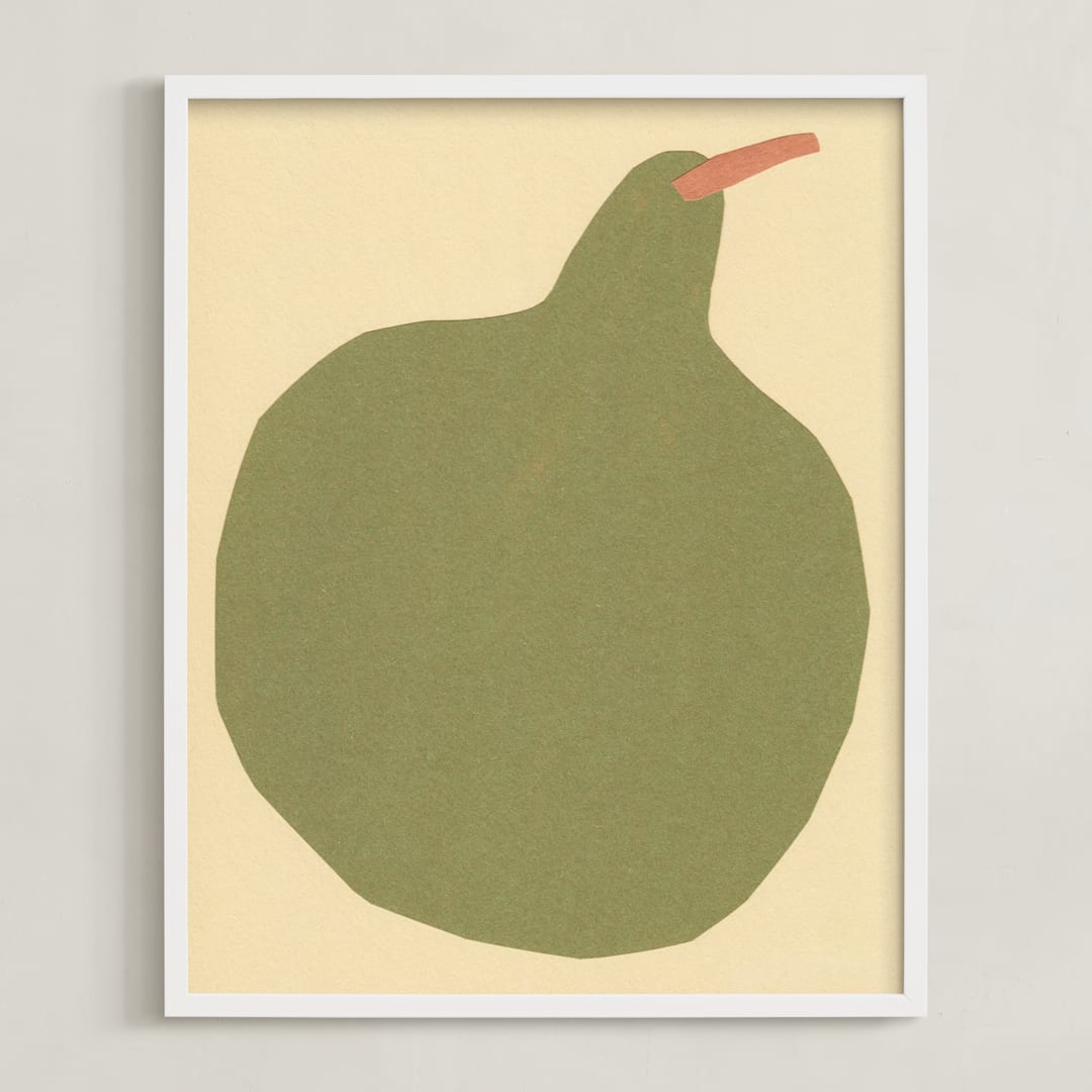 "Big Pear" - Art Print in Earthy Pear Green by Elliot Stokes - Framed
