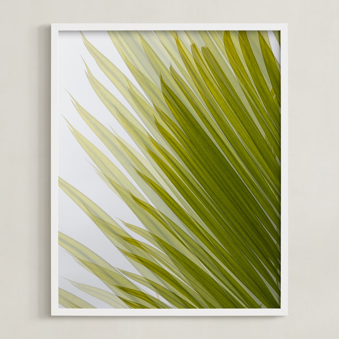 "Palm leaves 2" - Art Print in Citrus green by Eliane Lamb - Framed