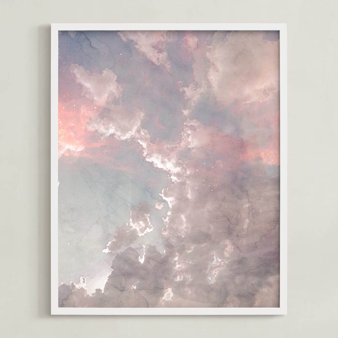 "Candy Sky" - Art Print in Airy Blue by Emanuela Carratoni - Framed