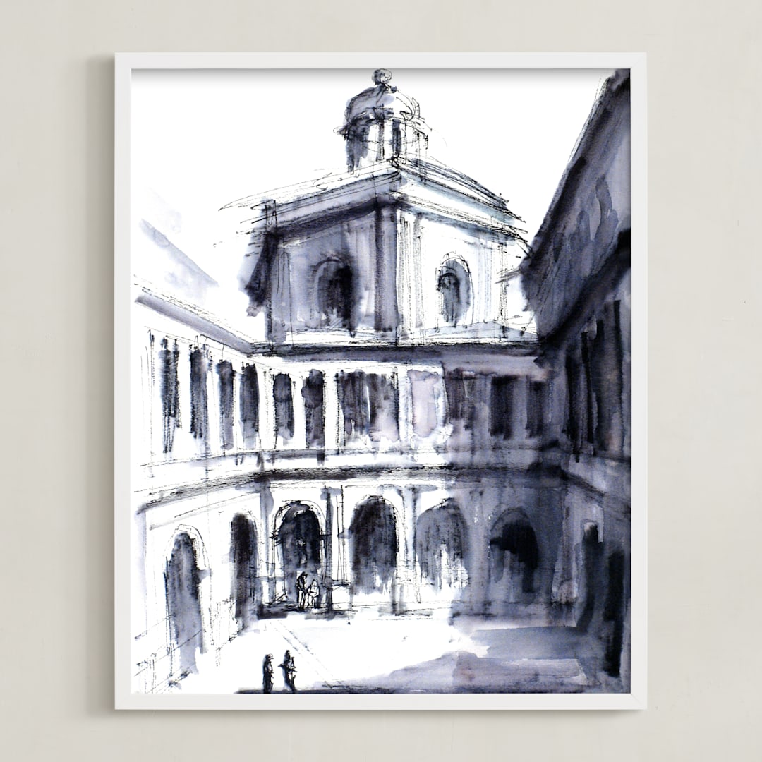 "Theater of space" - Art Print in Shadow Blue by Cailin Nikel-Zueger - Framed