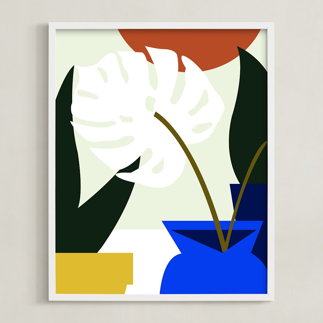"Tropical Elements" - Art Print in Terracotta Blue by Jenna Skead - Framed