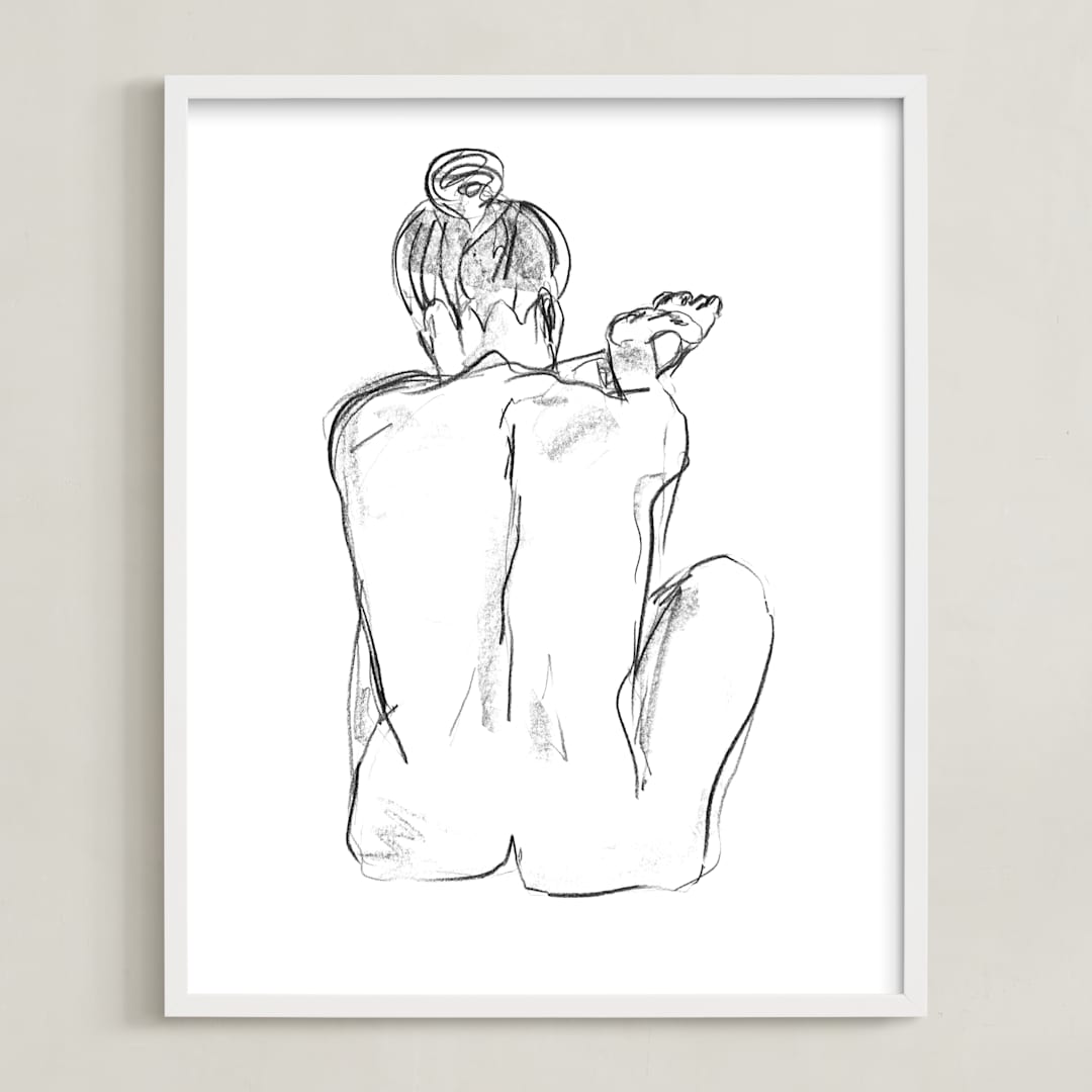 "Stretching" - Art Print in White by Miranda Mol - Framed