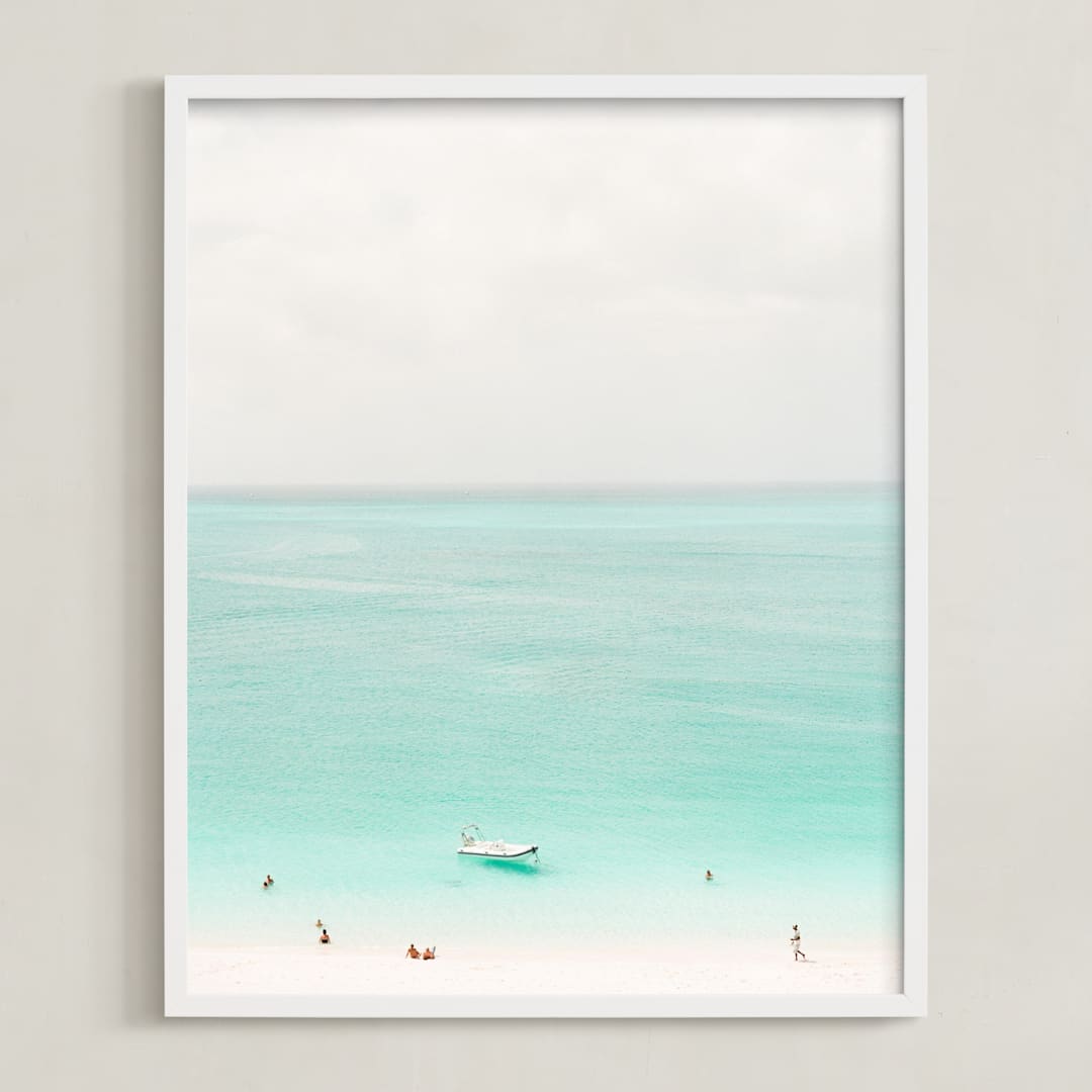 "Island Time" - Art Print in Caribbean Blue by Lindsay Madden - Framed