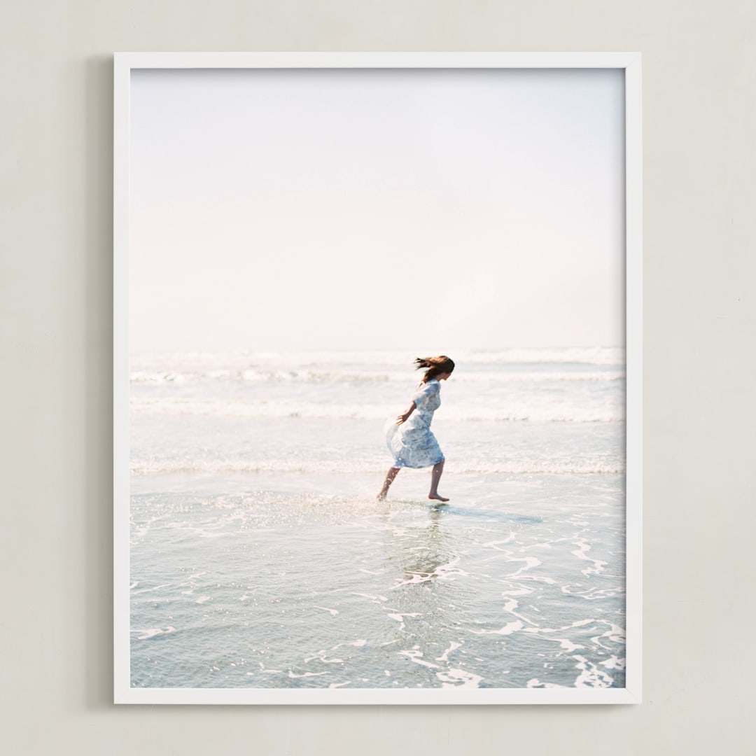 "Dreams + Waves" - Art Print in Ocean Neutral by Jenni Kupelian - Framed