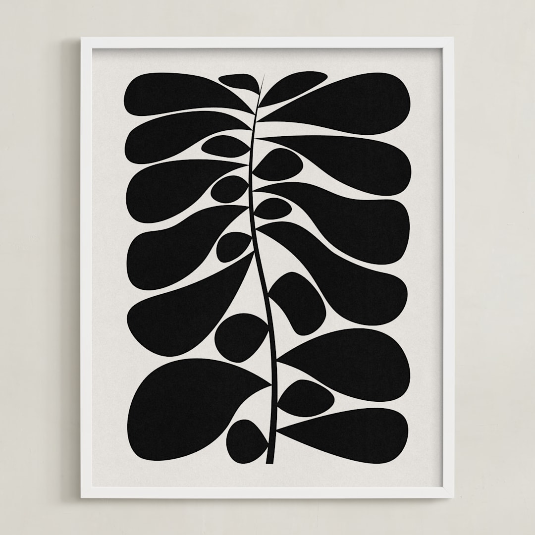 "Black Plant I" - Art Print in Moon White by Alisa Galitsyna - Framed
