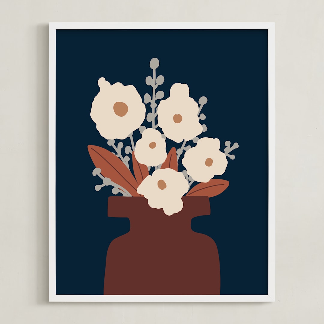 "Emilie" - Art Print in Deep Blue by Alex Roda - Framed
