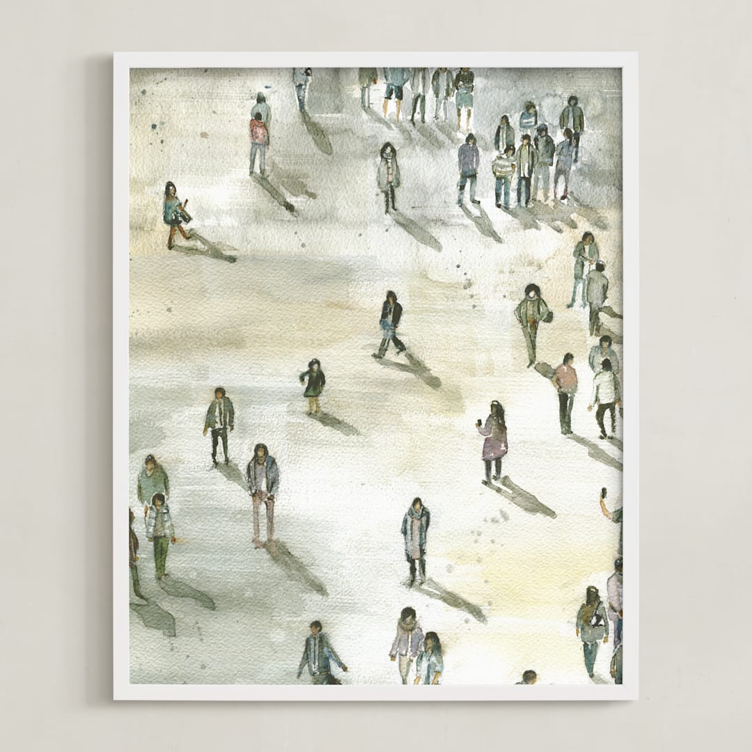 "Berlin at midday" - Art Print in Sand yellow by Lulaloo - Framed
