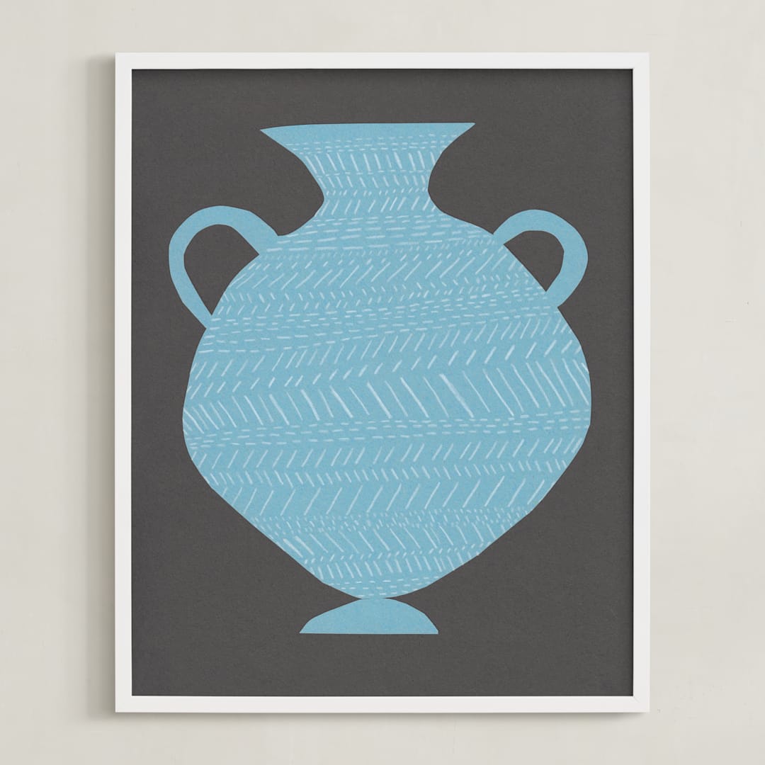 "Amphora (blue)" - Art Print in Silver Sky Blue by Elliot Stokes - Framed