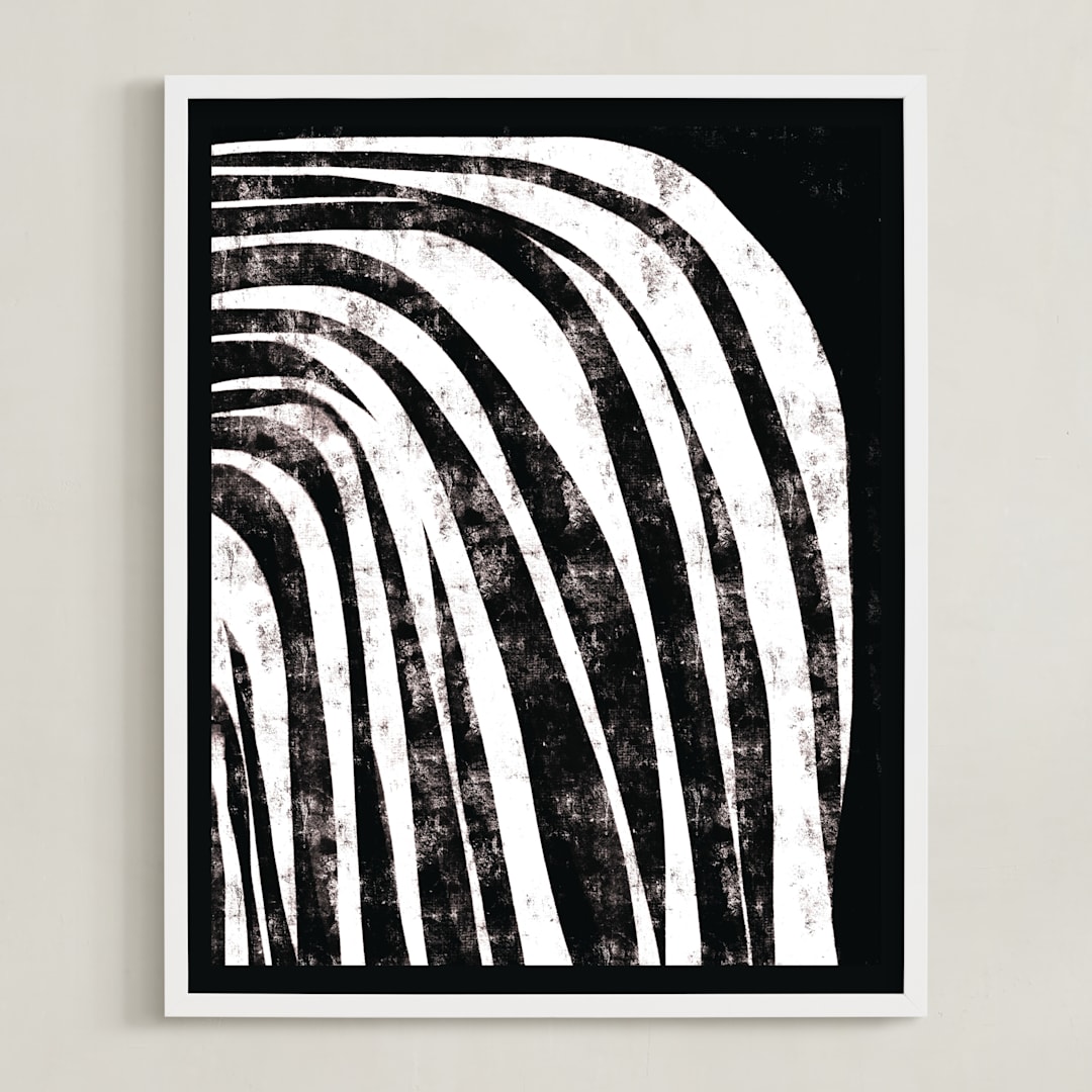 "Waterfall" - Art Print in Charcoal by Leanne Friedberg - Framed
