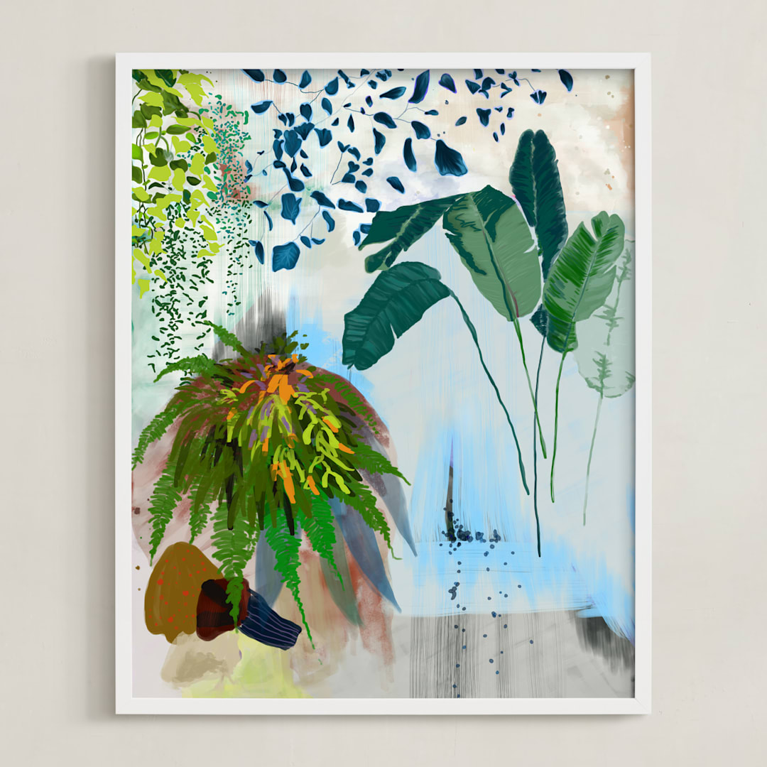 "A Composition of Plants" - Art Print in Blue Safari by Yanni Hui - Framed