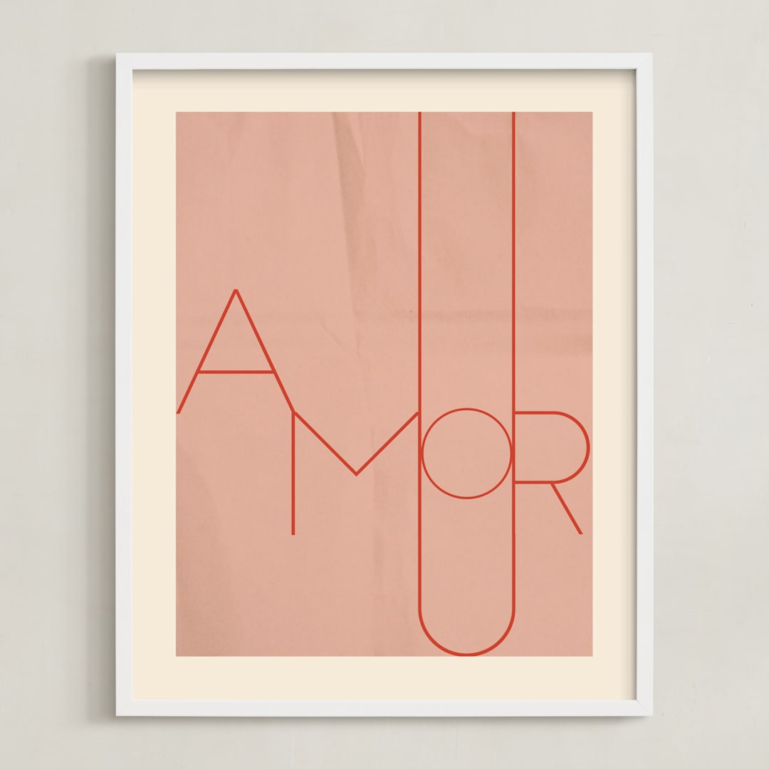 "Amour" - Art Print in blush by Morgan Kendall - Framed