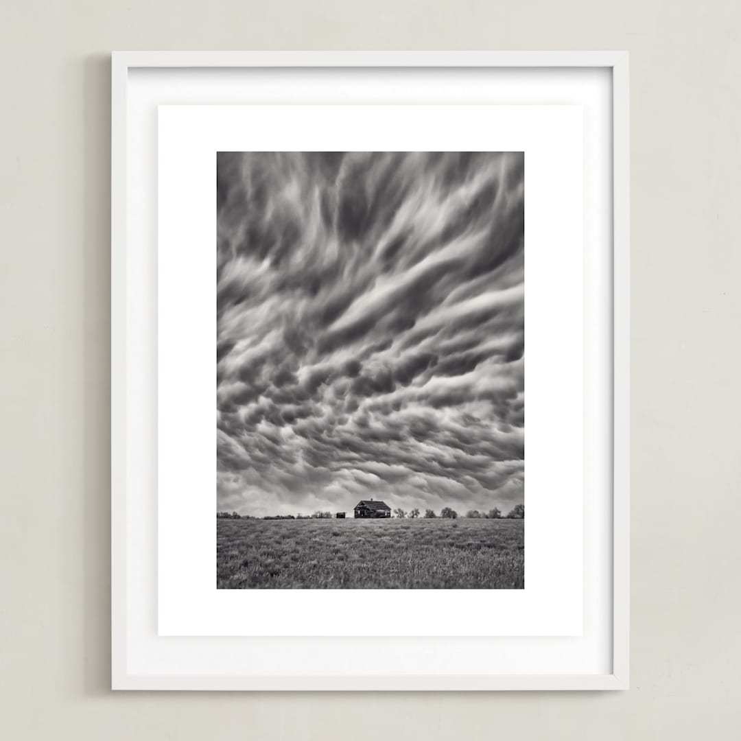 "Fireball" - Art Print in Stormy Sky Grey by Gabrial Reising - Framed