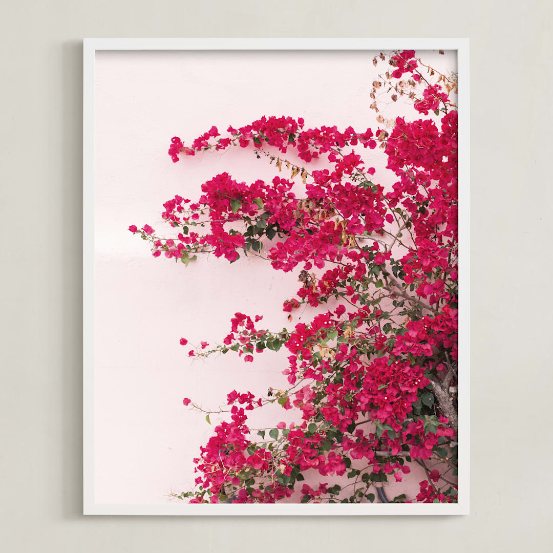 "Bright Bougainvillea" - Art Print in Bright Pink by The One With Wanderlust - Framed