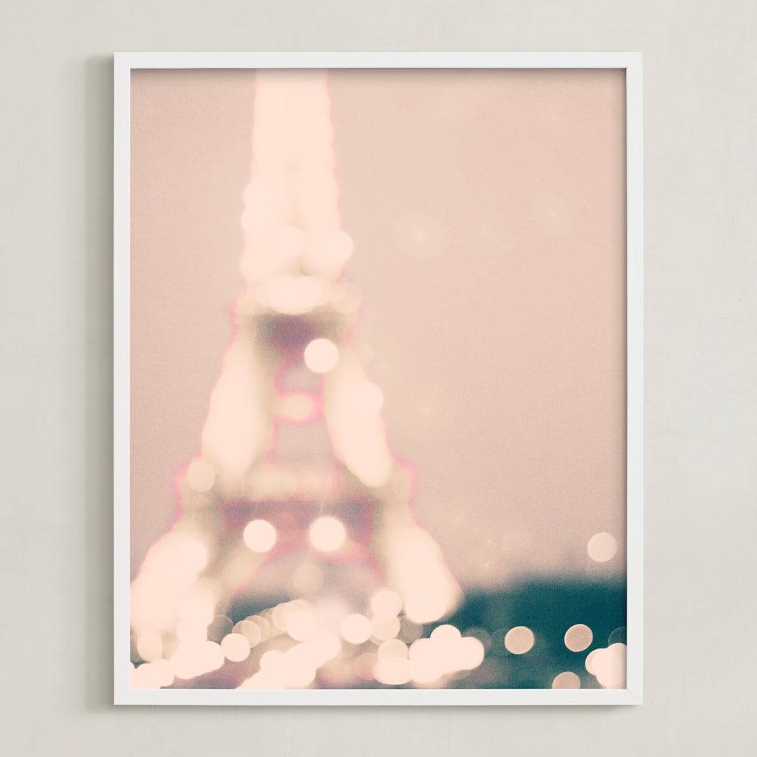 "Glittery & Romantic" - Art Print in Dusty Pink by Caroline Mint - Framed