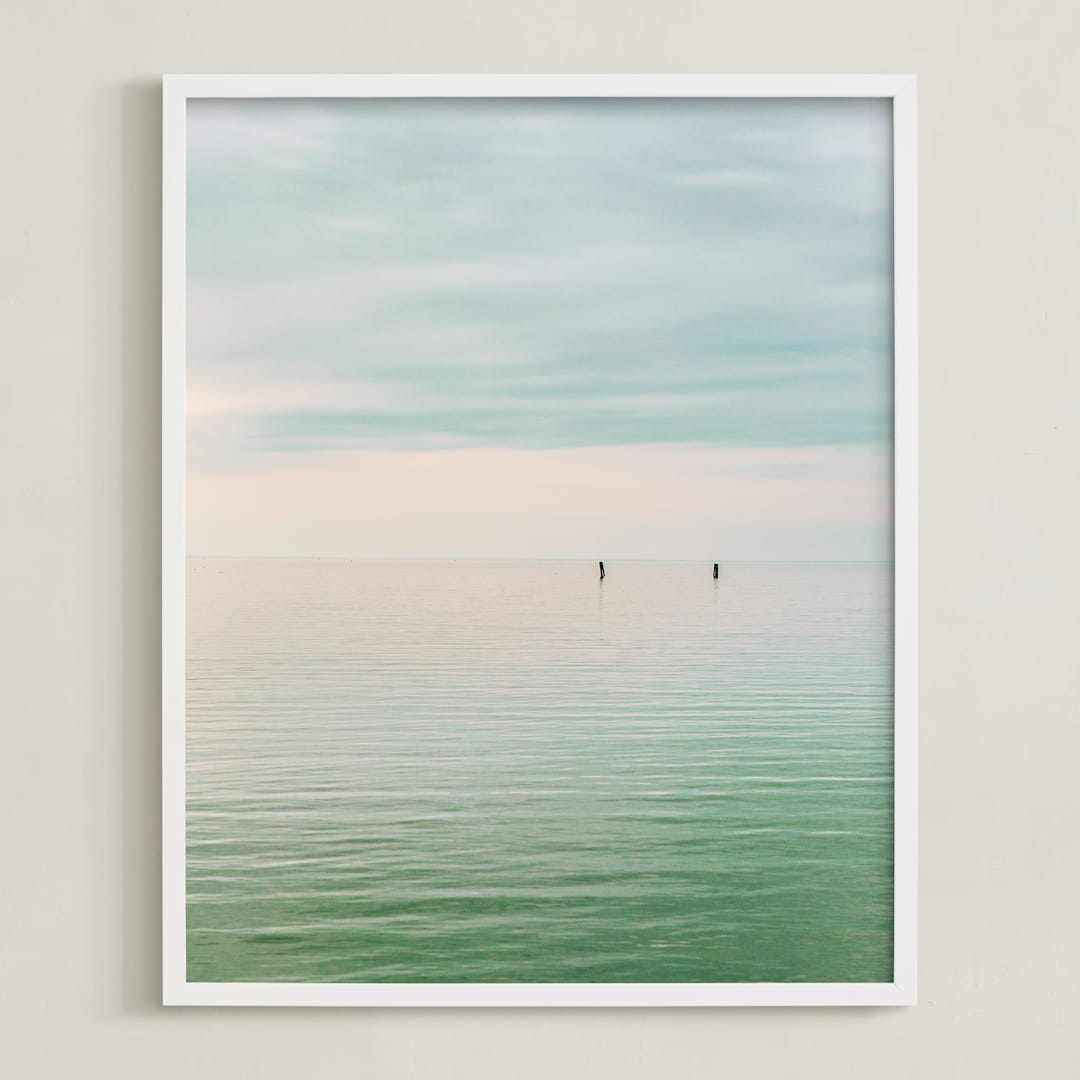 "Hushed Horizon" - Art Print in jade by Keely Norton Owendoff - Framed