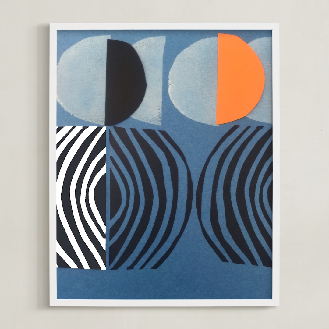 "Solar Eclipse" - Art Print in Galaxy Blue by Deborah Velasquez - Framed