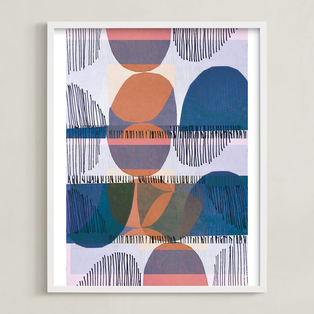 "Boho Screenprint III" - Art Print in Grape by Jenna Skead - Framed