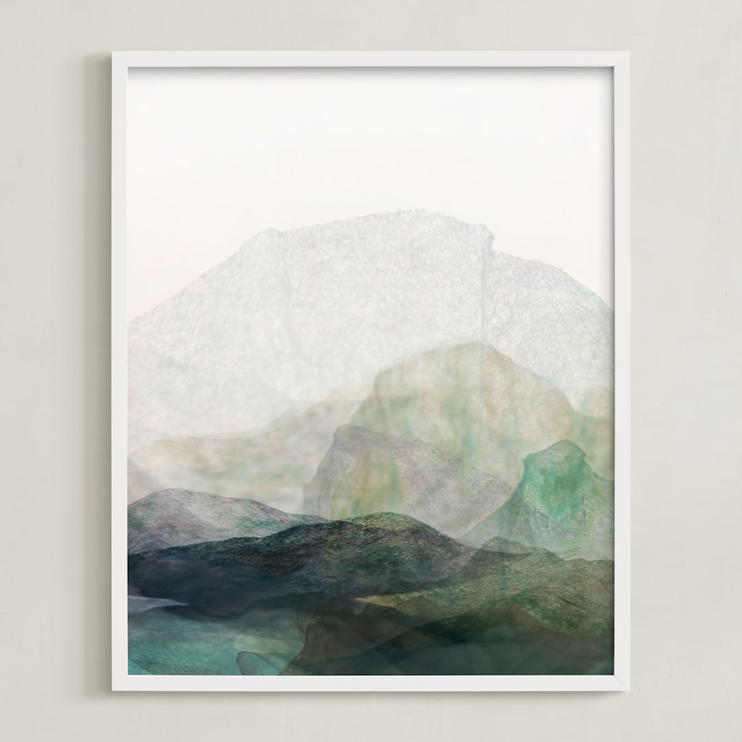 "Finding Balance No. 1" - Art Print in Emerald by Karen Kardatzke - Framed