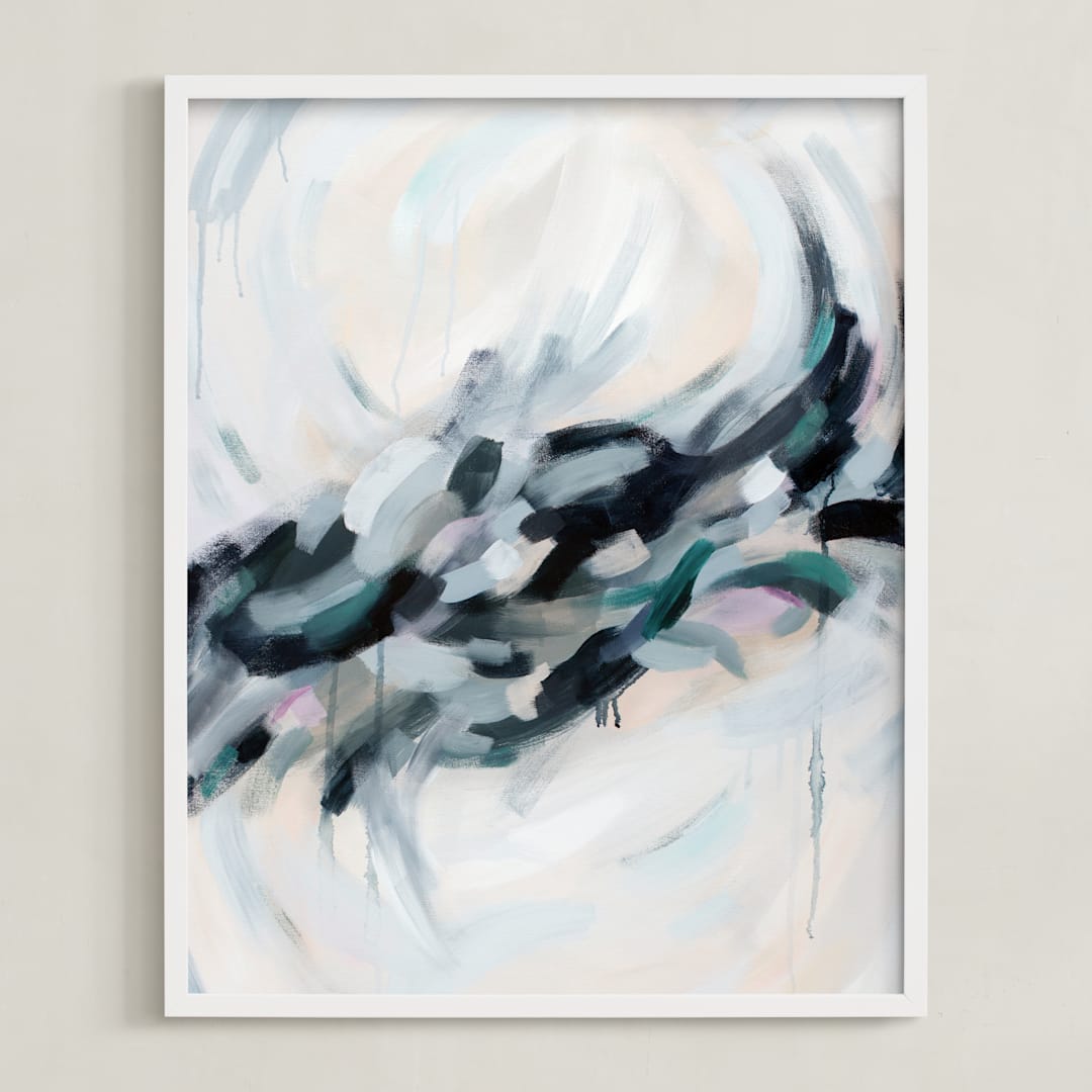 "Swirling Reflection" - Art Print in Navy by Melanie Severin - Framed