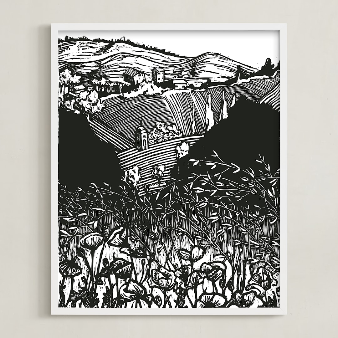 "La Torre" - Art Print in Noir by Liz Conley - Framed