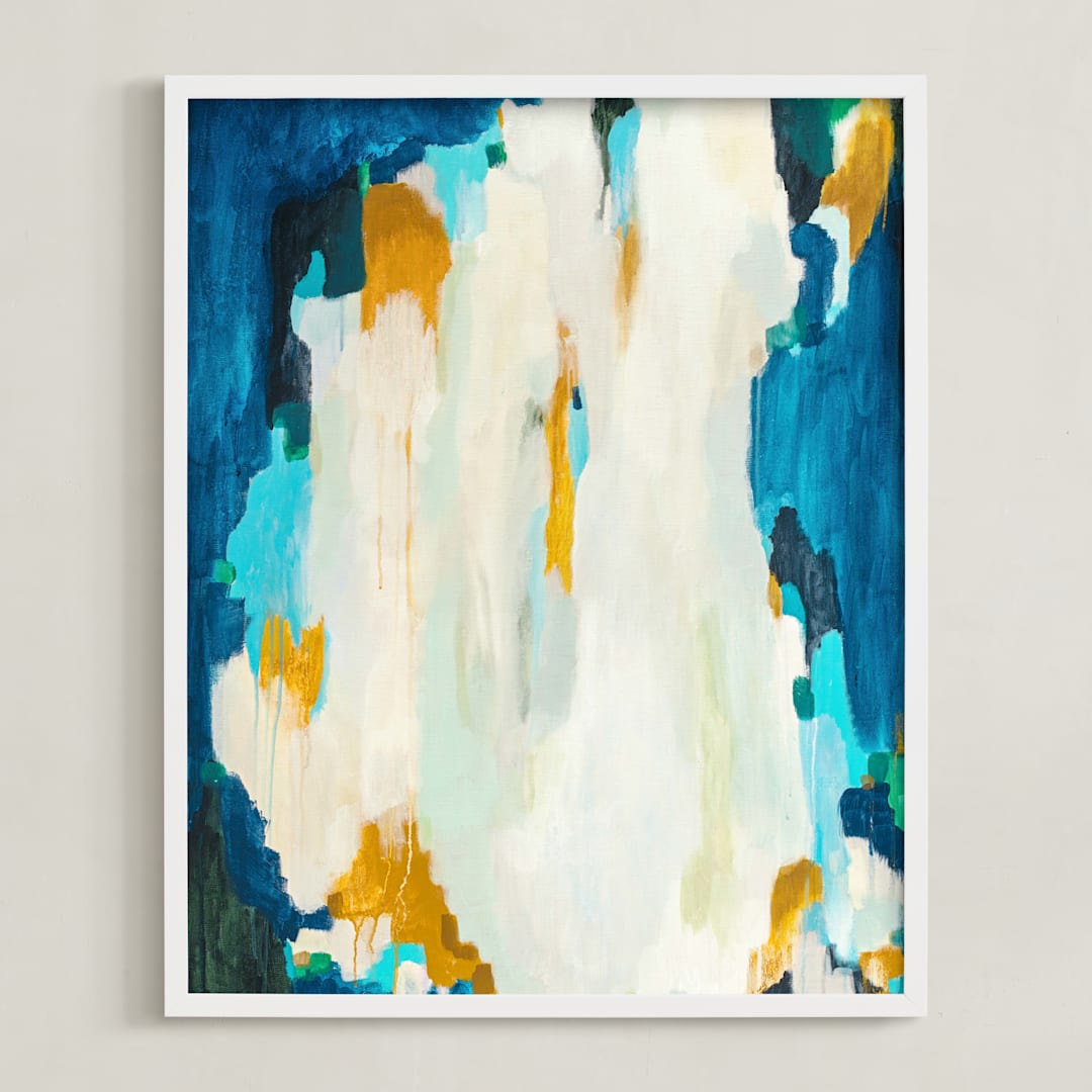 "Agua de Oro" - Art Print in Navy by Parima Studio - Framed