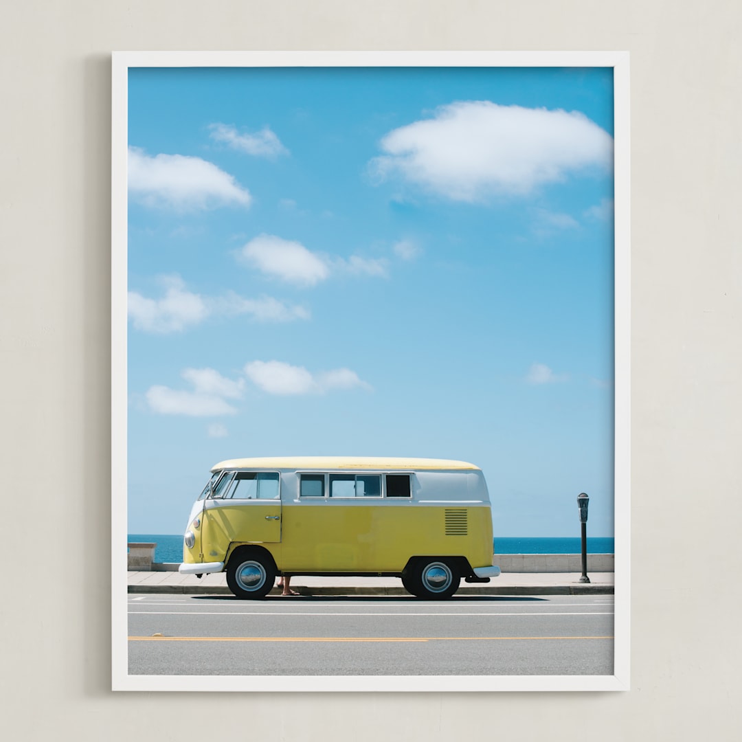 "Yellow Van II" - Art Print in Sunshine Yellow by Jennifer Little - Framed
