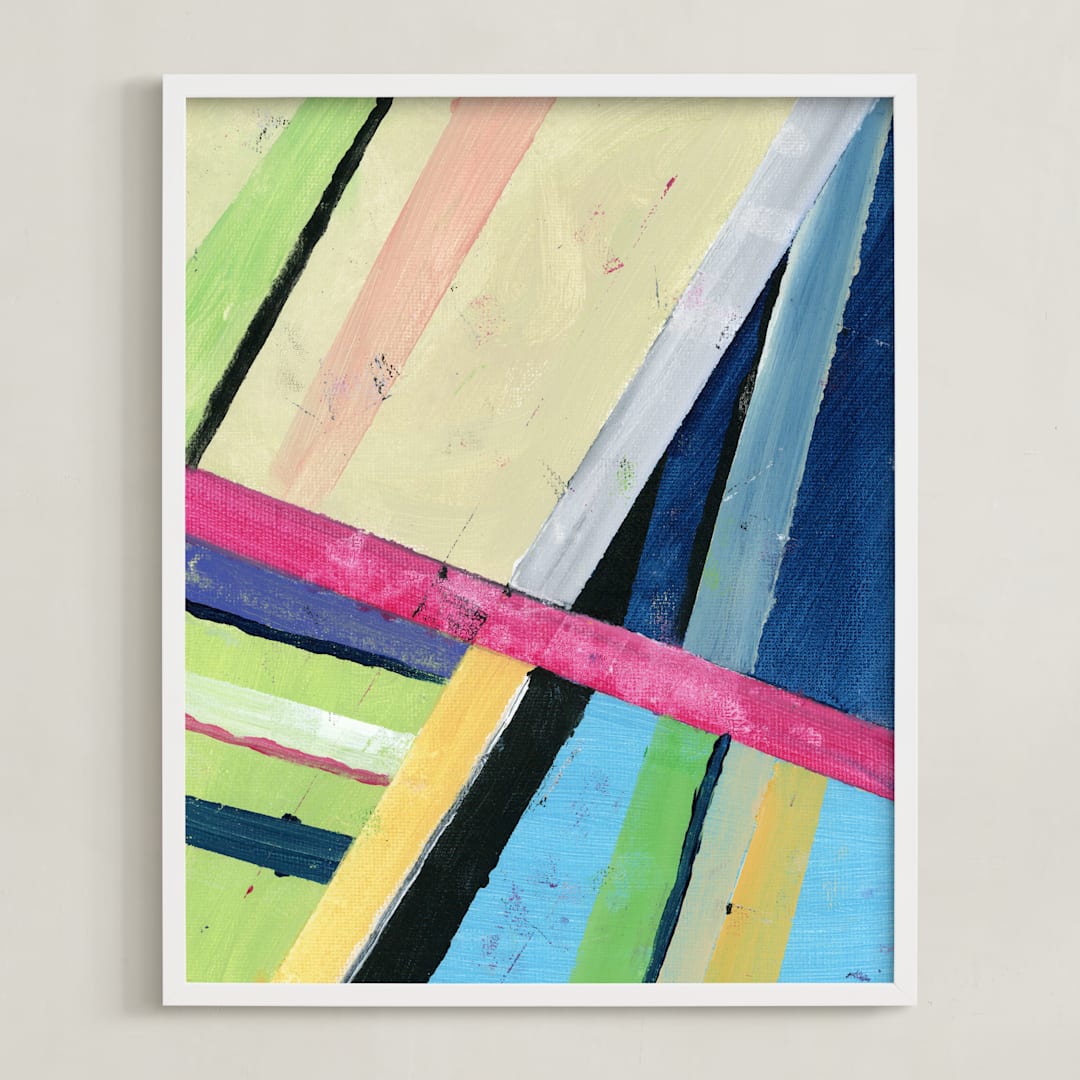 "Subway" - Art Print in Melon by Lindsay Megahed - Framed