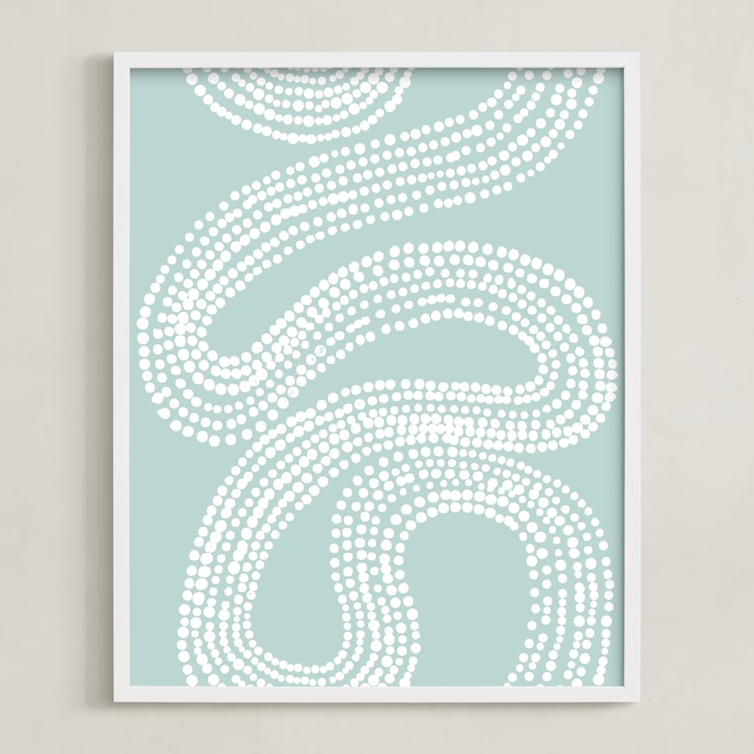 "River of Dots" - Art Print in light blue by Jorey Hurley - Framed