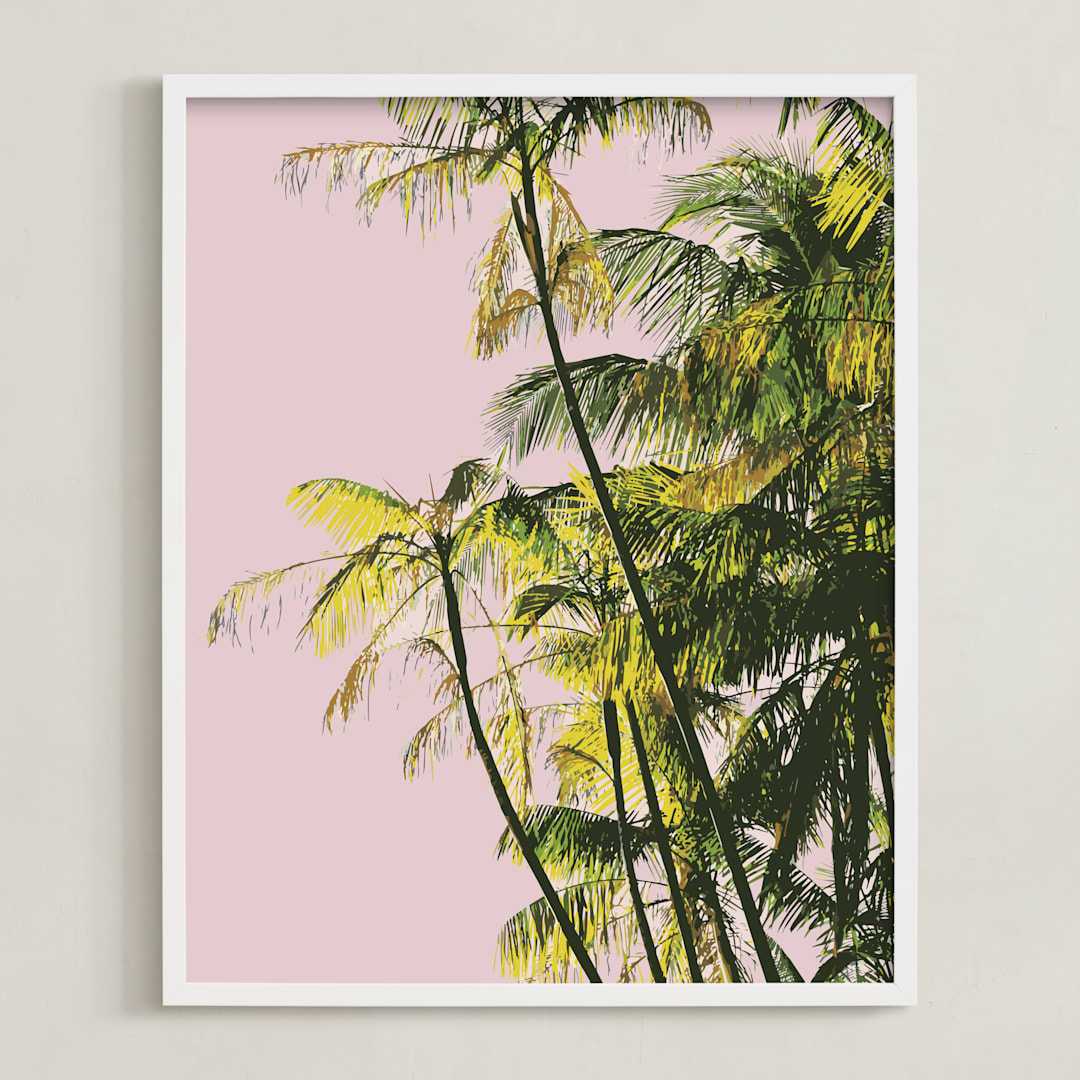 "Poster Palms" - Art Print in Blush by Catherine Culvenor - Framed