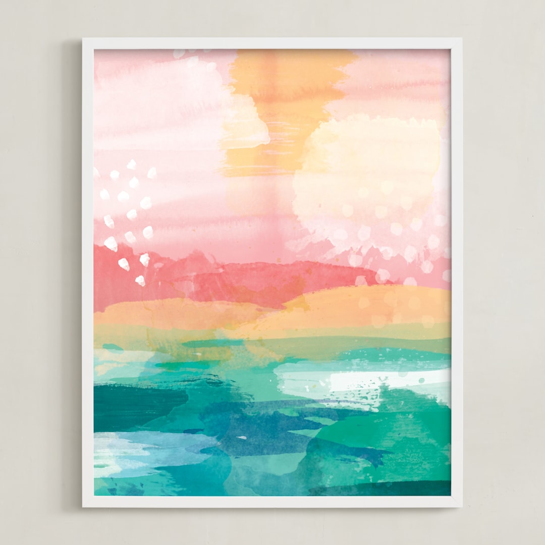 "New Day" - Art Print in Teal by Jess Phoenix - Framed