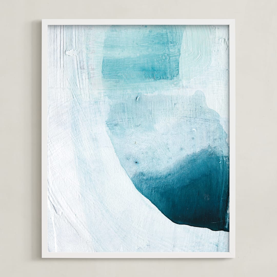 "Layered Shapes" - Art Print in Deep Teal by Rachel Kiser Smith - Framed