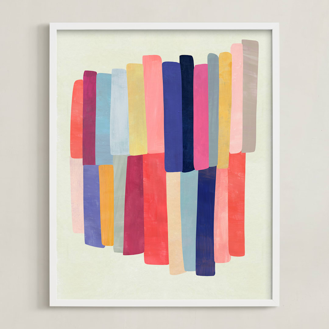 "Barred" - Art Print in White by melanie mikecz - Framed