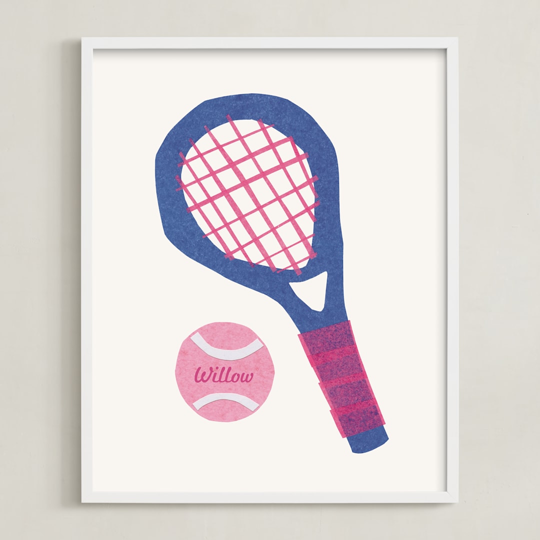 "Electric Sports 1" - Personalized Art Print in Cobalt by Carrie Moradi - Framed