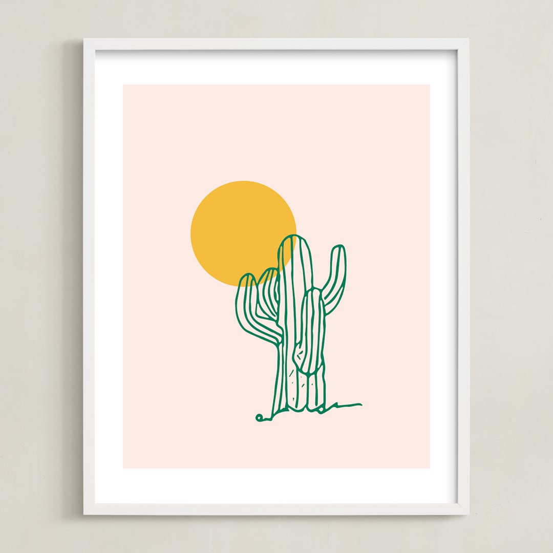 "Saguaro I" - Art Print in Blush by Erika Firm - Framed