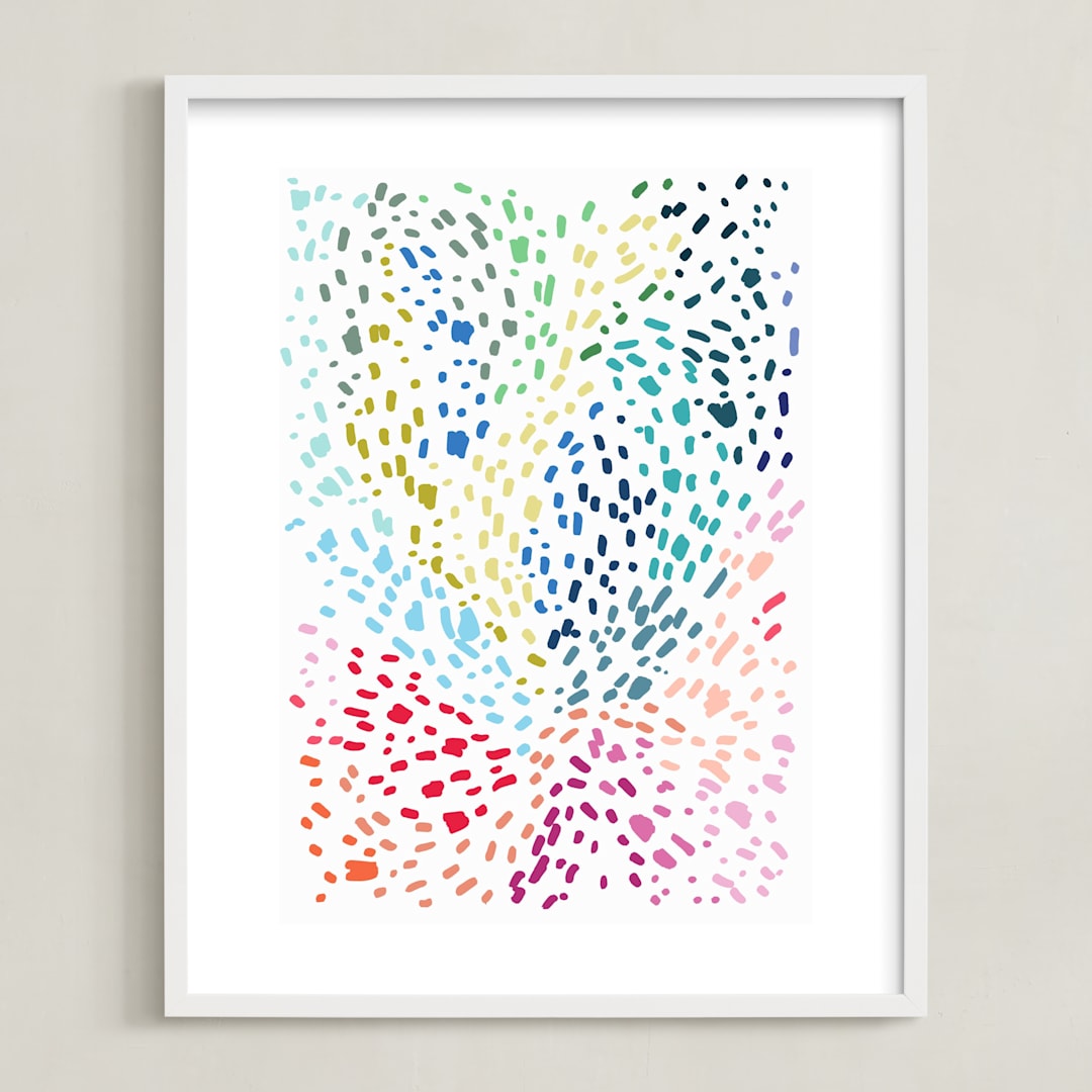 "Spots and Dots" - Art Print in Aqua by Katie Craig - Framed