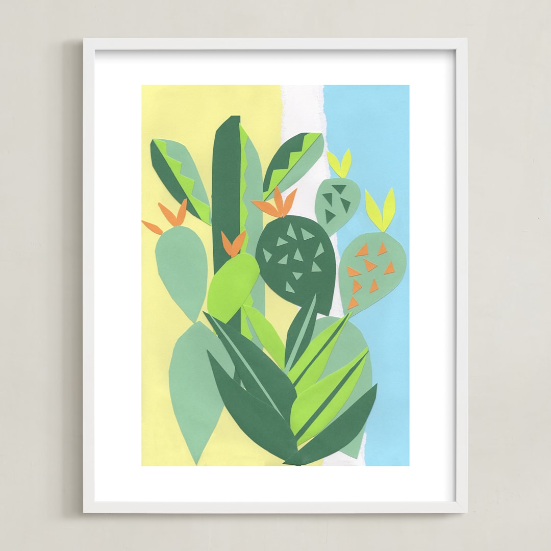 "Tropical Flourishes" - Art Print in Lemon by Katie Turner - Framed