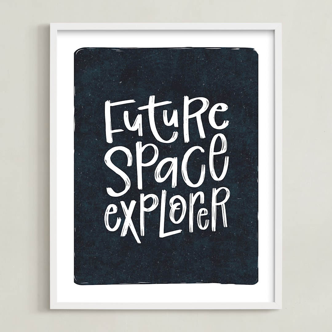 "Future Space Explorer" - Art Print in Space by Amy Payne - Framed